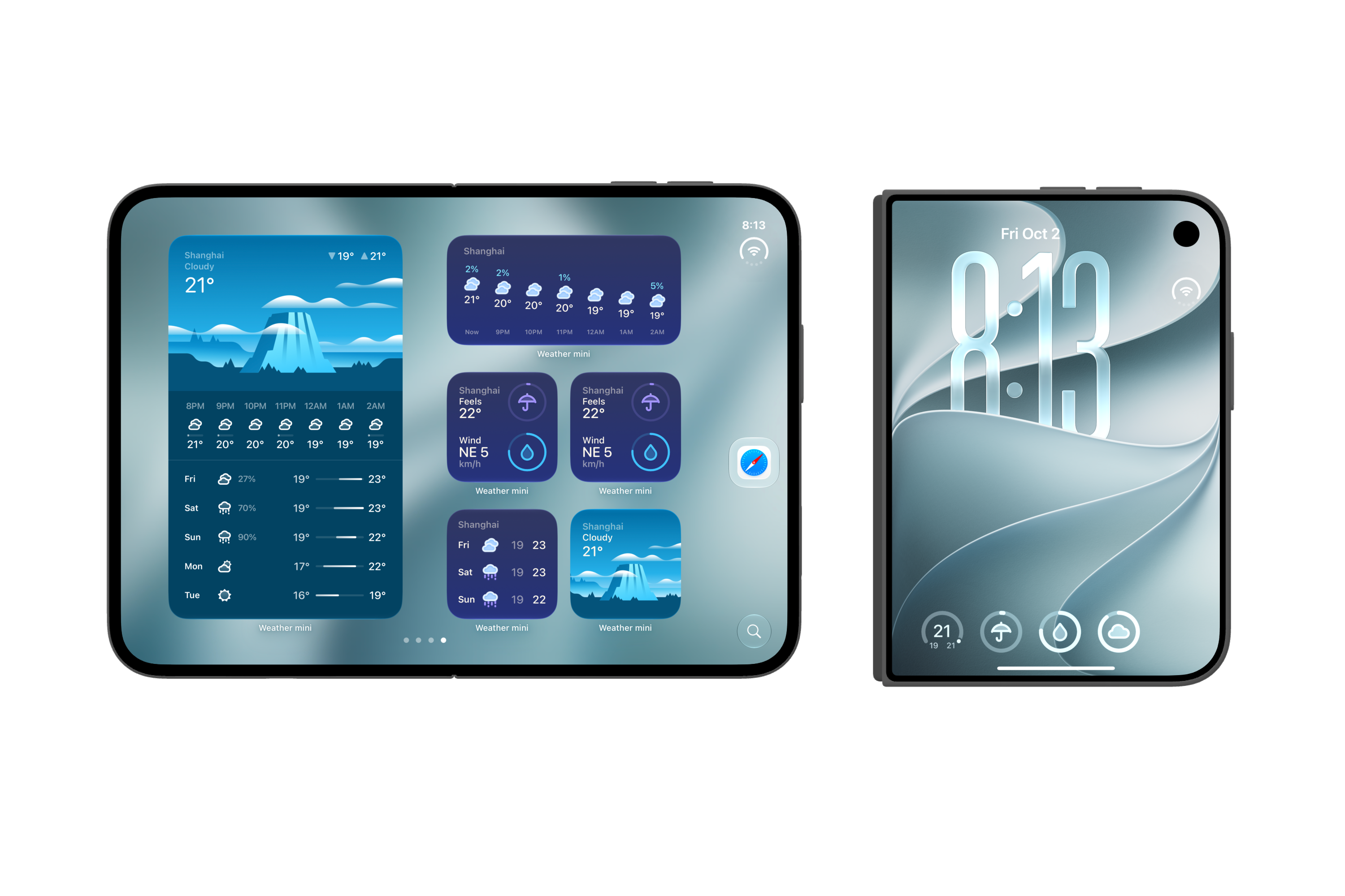 Weather mini Home Screen and Lock Screen widgets on iPhone Duo